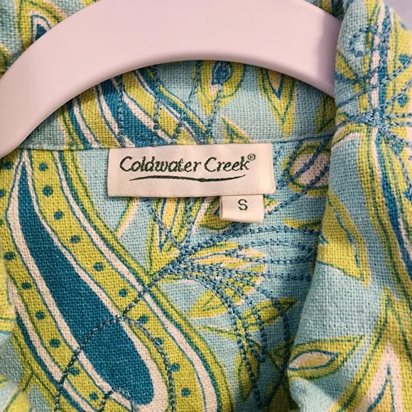Coldwater Creek Embroidered Paisley Barn Coat SMALL Pastel Coastal Grandma - Picture 6 of 6